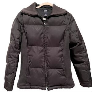 Vintage GAP 1990’s Black Quilted Zip Up Down Feather Puffer Warm Jacket Sz XS
